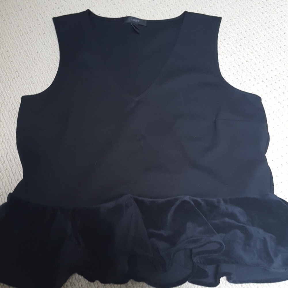 NWOT jcrew black velvet peplum top